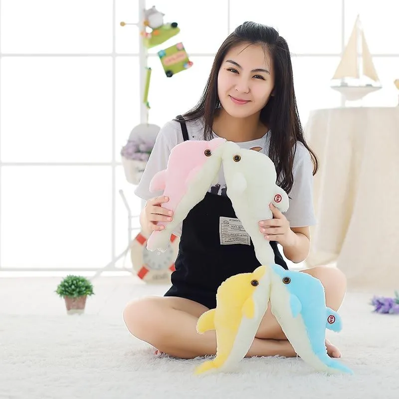 32cm Creative Luminous Plush Dolphin Doll Glowing Pillow, Colorful LED Light  Animal Toys Kids Children's Gift YYT220