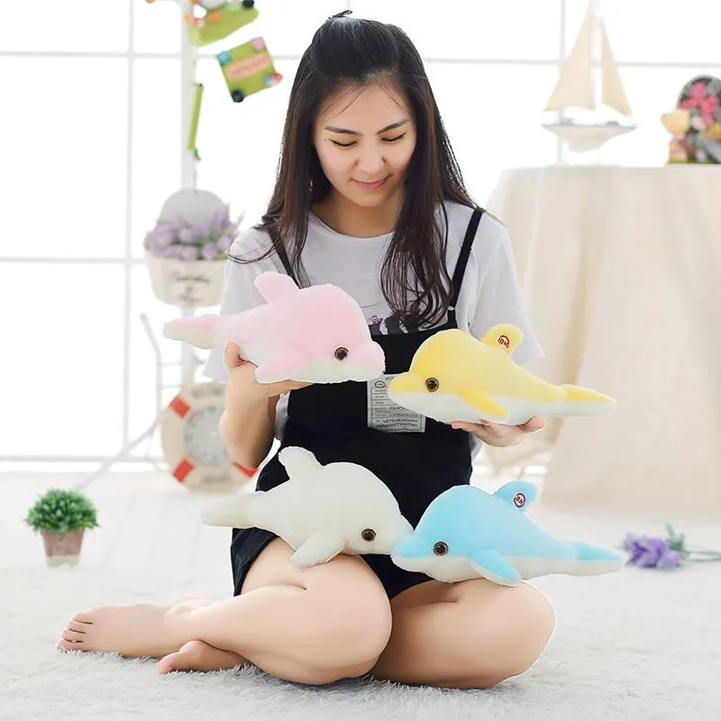 32cm Creative Luminous Plush Dolphin Doll Glowing Pillow, Colorful LED Light  Animal Toys Kids Children's Gift YYT220