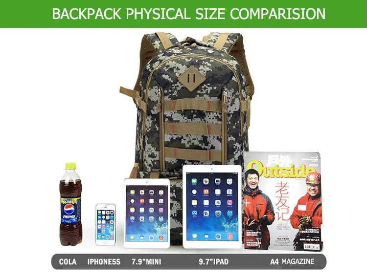 50L Military Camo Waterproof Tactical Backpack for Hiking Hunting Tour