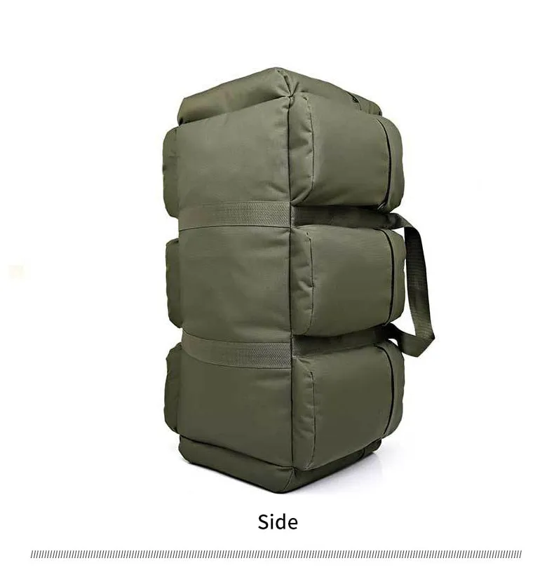 90L Large Capacity Men Canvas Military Tactical Backpack Waterproof Hiking Climbing Camping Rucksack