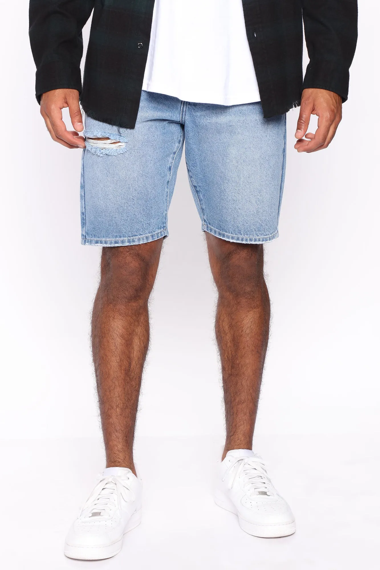 90's Loose Denim Shorts - Medium Wash