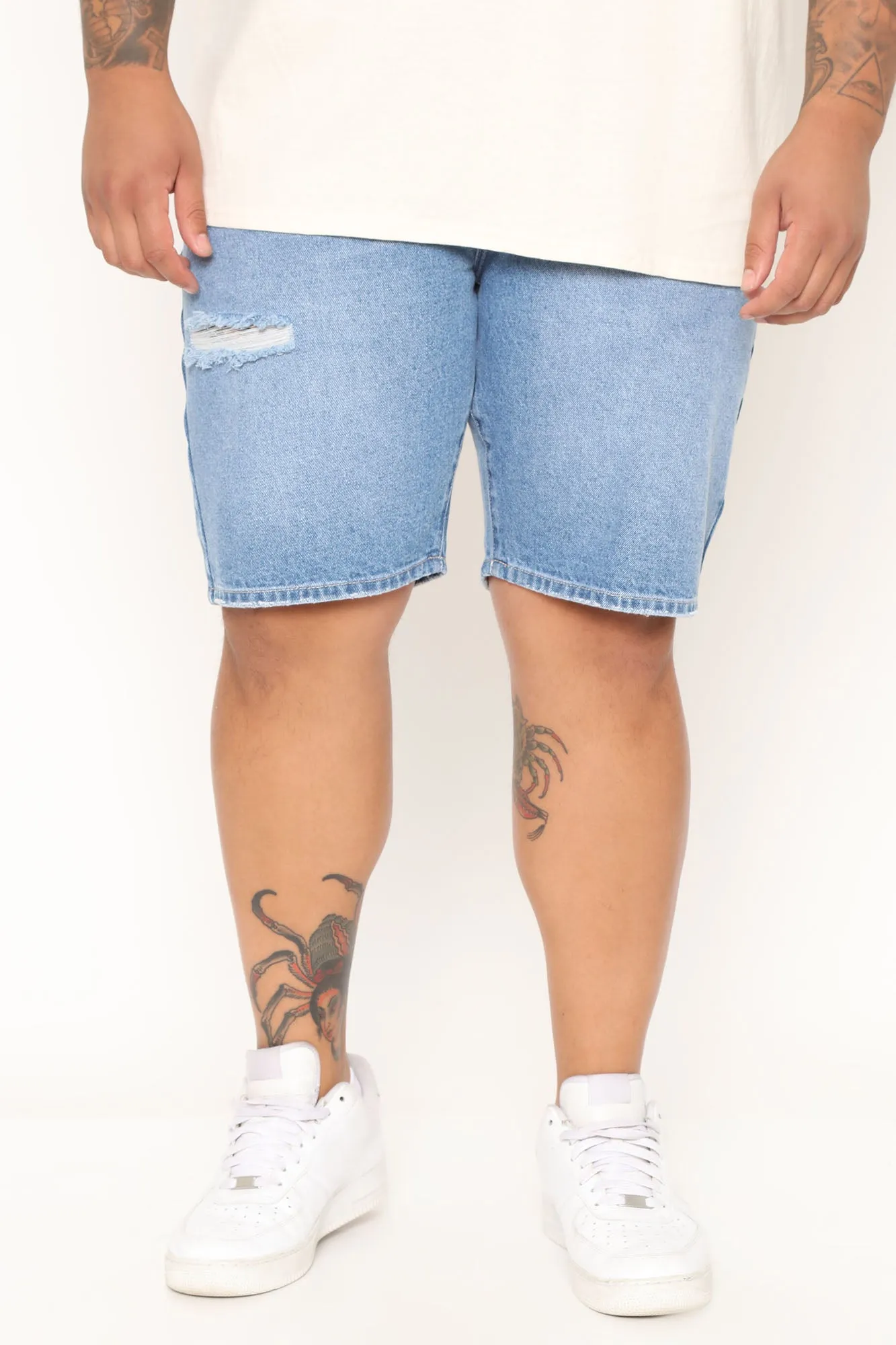 90's Loose Denim Shorts - Medium Wash