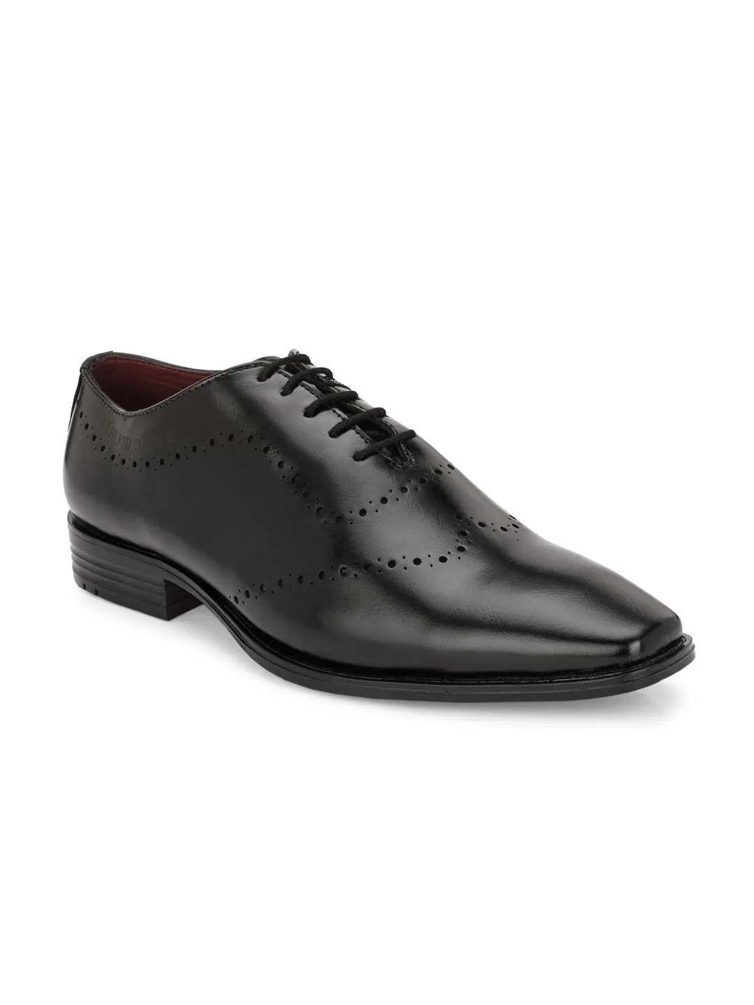 Alberto Torresi Black Laser Cut Laceup Formal Shoes