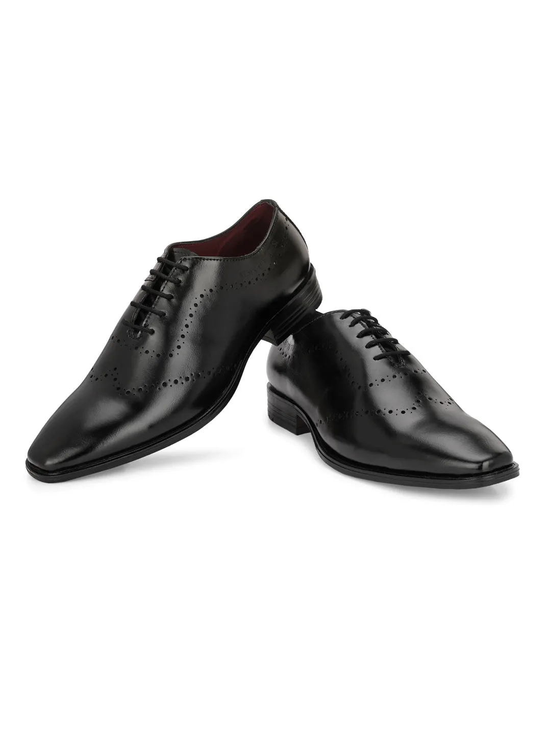 Alberto Torresi Black Laser Cut Laceup Formal Shoes