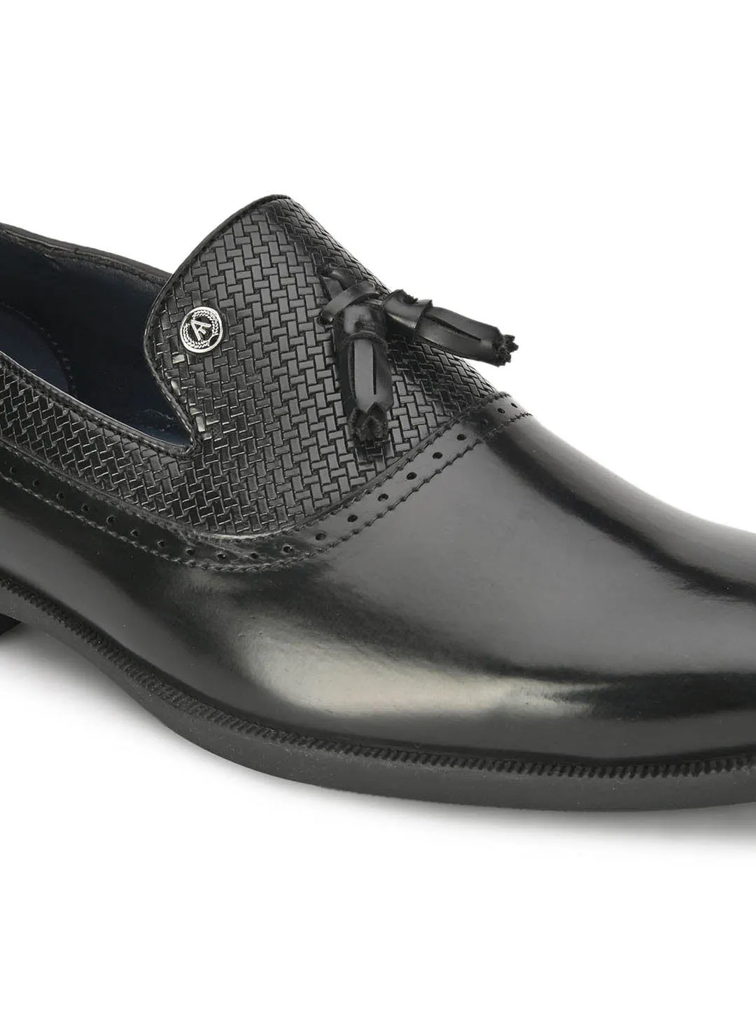 Alberto Torresi Mens Black Formal Slip-On Dress Shoes