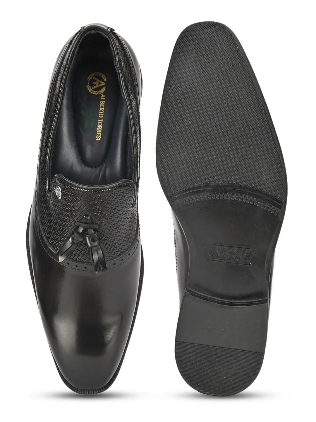 Alberto Torresi Mens Black Formal Slip-On Dress Shoes