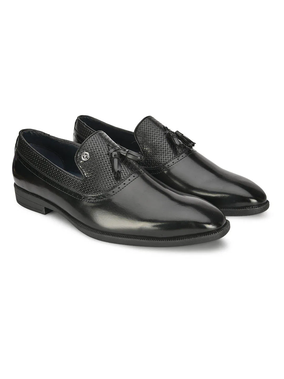 Alberto Torresi Mens Black Formal Slip-On Dress Shoes