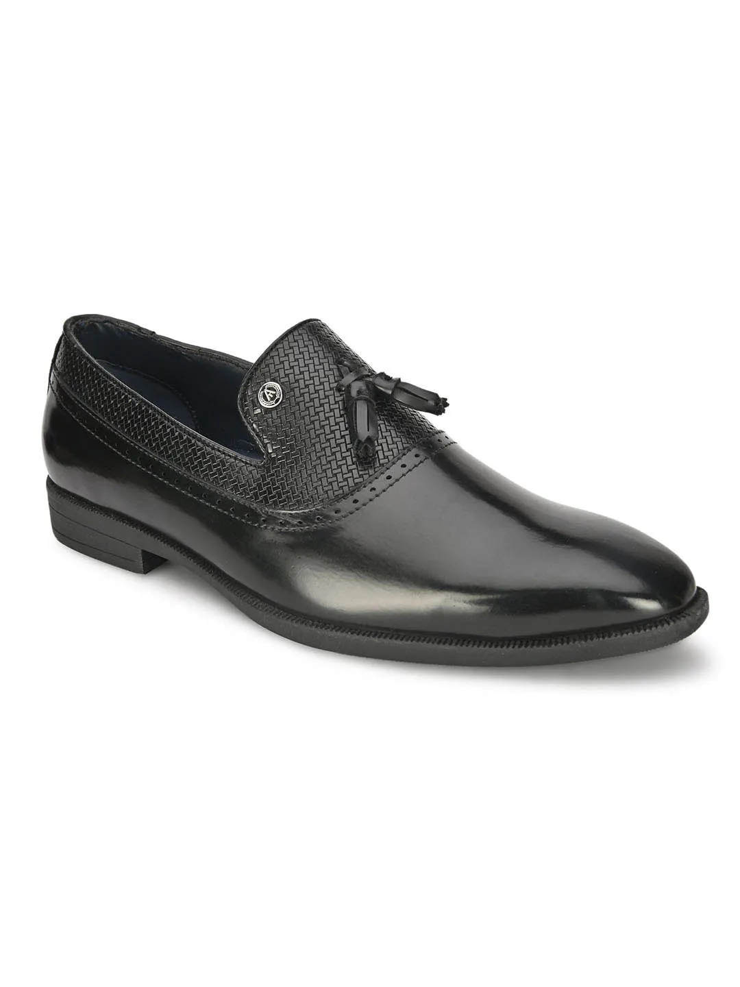 Alberto Torresi Mens Black Formal Slip-On Dress Shoes