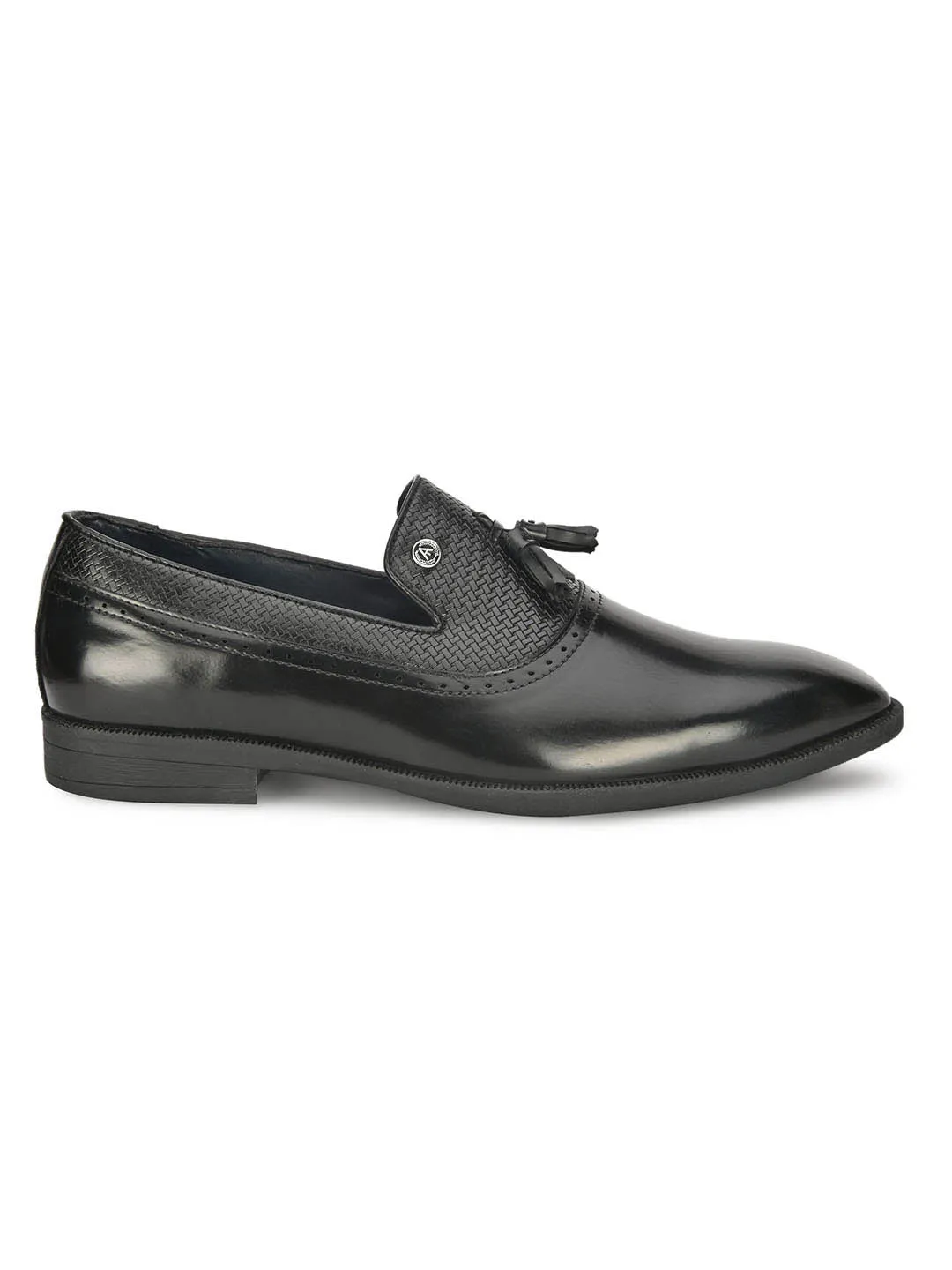 Alberto Torresi Mens Black Formal Slip-On Dress Shoes