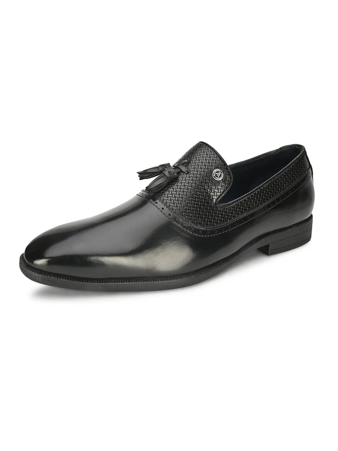 Alberto Torresi Mens Black Formal Slip-On Dress Shoes