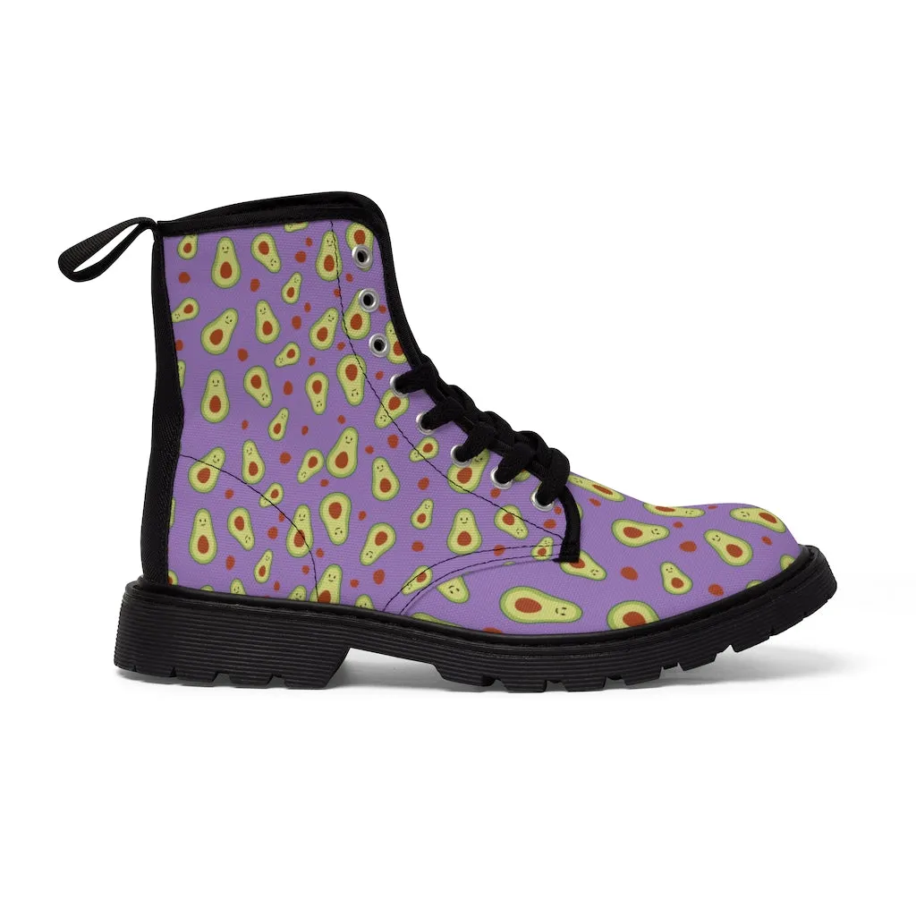 Avocado Women's Canvas Boots, Purple Winter Hiking Boots Shoes For Vegan Loving Ladies