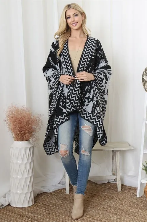 Black & White, Cozy Kimono Wrap