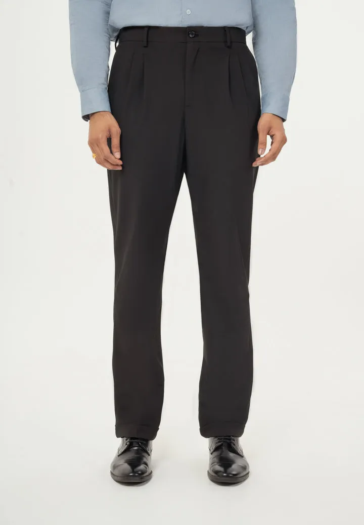 Black Double Pleated Formal Pants