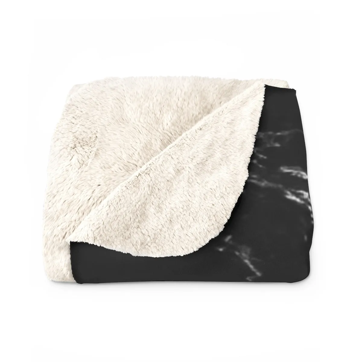 Black Marble Print Fleece Blanket, Designer Cozy Sherpa Fleece Blanket-Made in USA