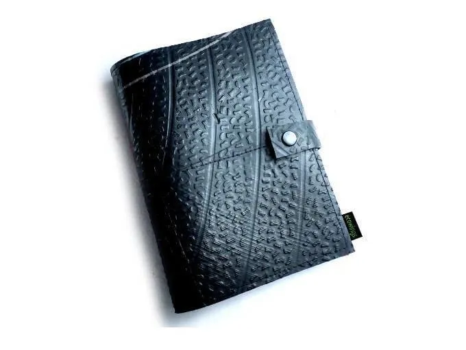 Black Recycled Rubber Notebook with Handmade Paper