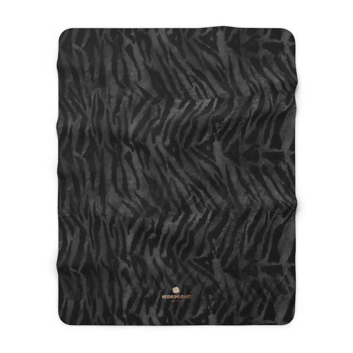 Black Tiger Stripe Fleece Blanket, Animal Print Soft Cozy Sherpa Fleece Blanket-Made in USA