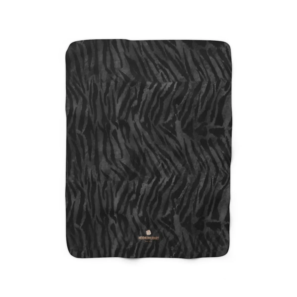 Black Tiger Stripe Fleece Blanket, Animal Print Soft Cozy Sherpa Fleece Blanket-Made in USA