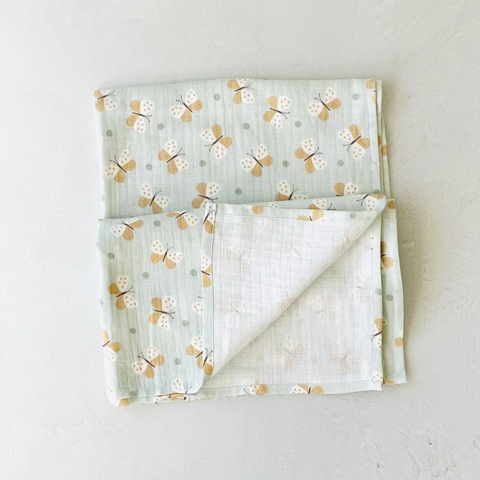 Butterfly Baby Swaddle Blanket (Organic Muslin)