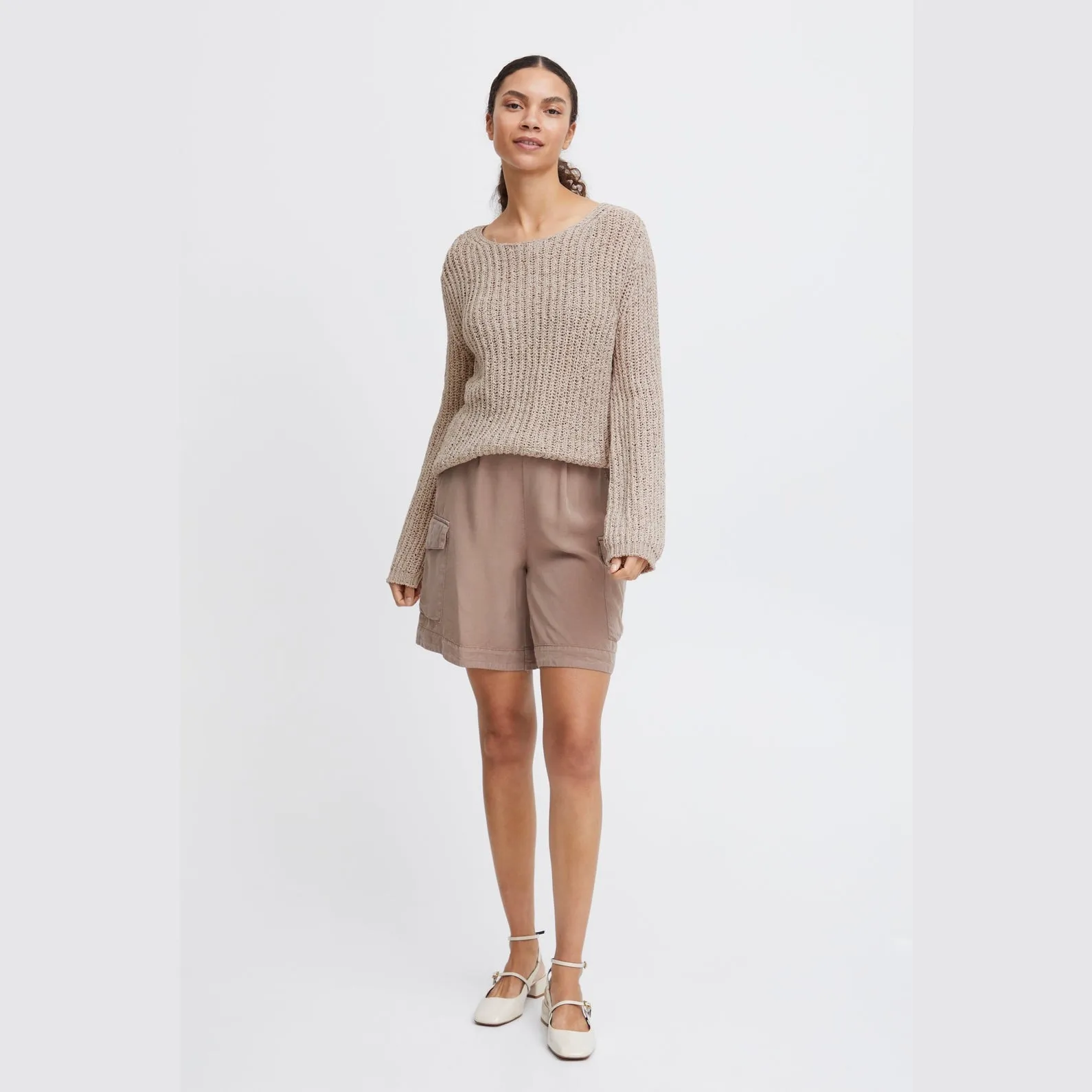 b.young Loose Knit Mara Long Sleeve Top