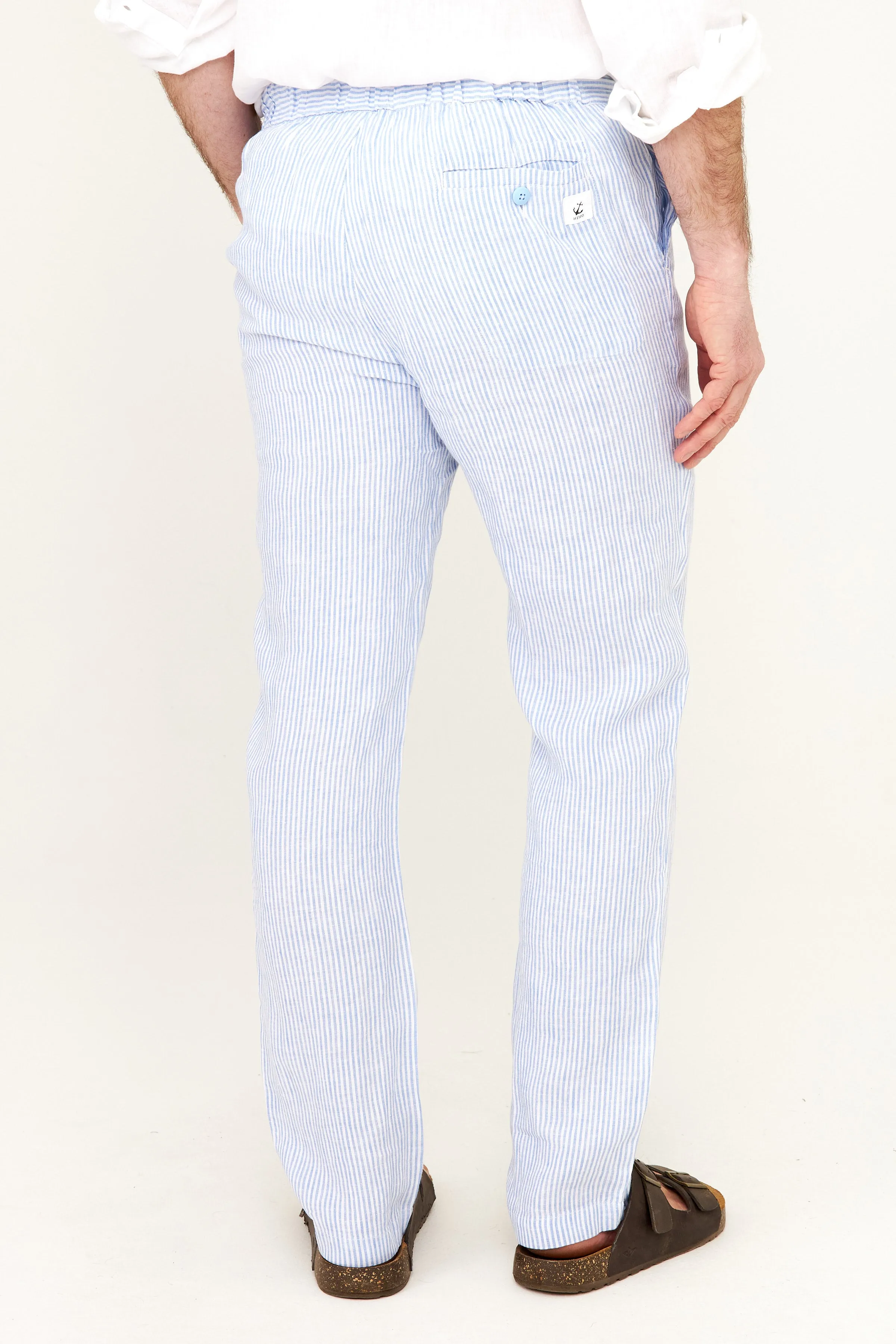 Casual Linen Pant - Blue Stripe