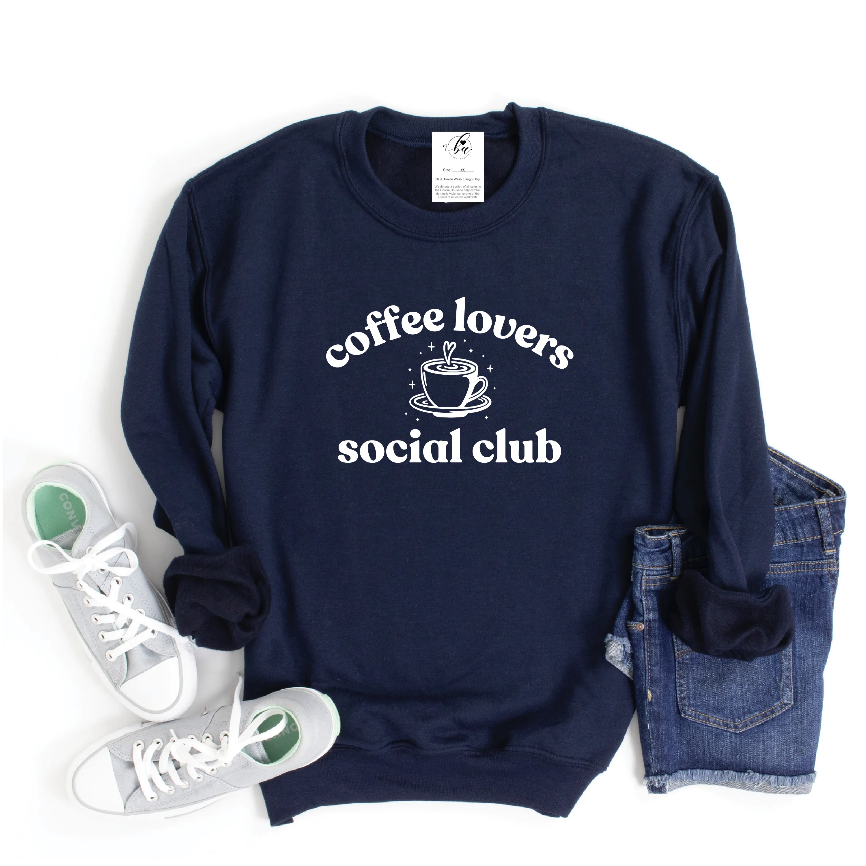 Coffee Lovers Social Club Cozy Crew Neck Sweater