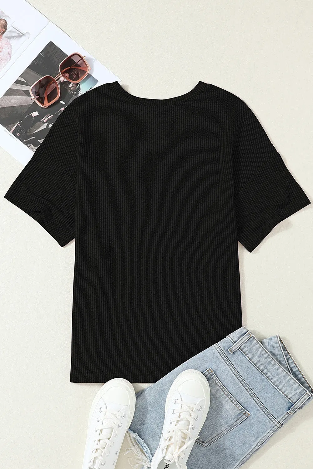 Corded Chest Loose T-shirt