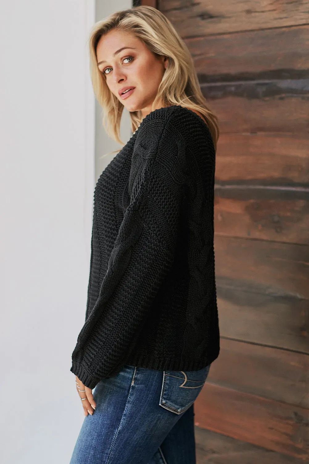 Cozy Cable Knit V-Neck Sweater for Women