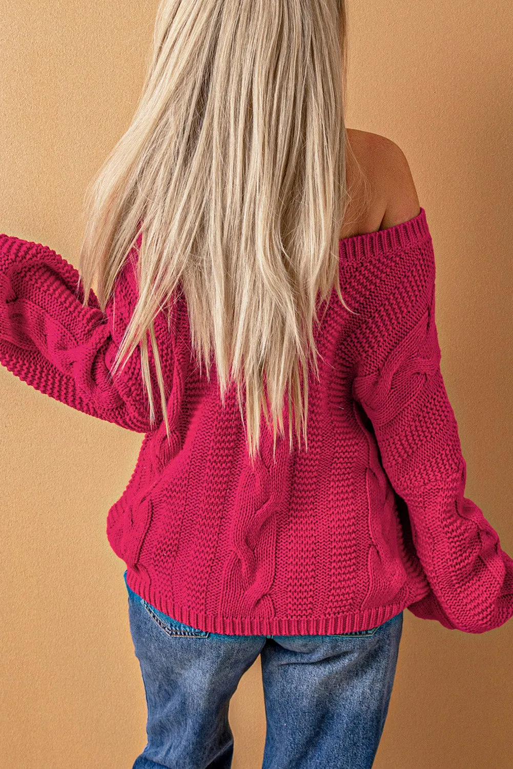 Cozy Cable Knit V-Neck Sweater for Women