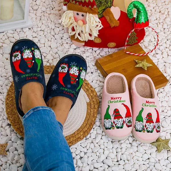 Cozy Christmas Gnome Cotton Slippers for Home Comfort 86873942C