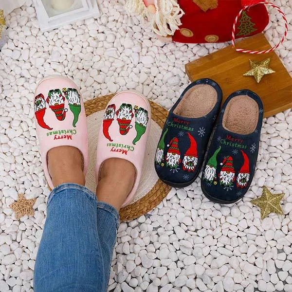 Cozy Christmas Gnome Cotton Slippers for Home Comfort 86873942C