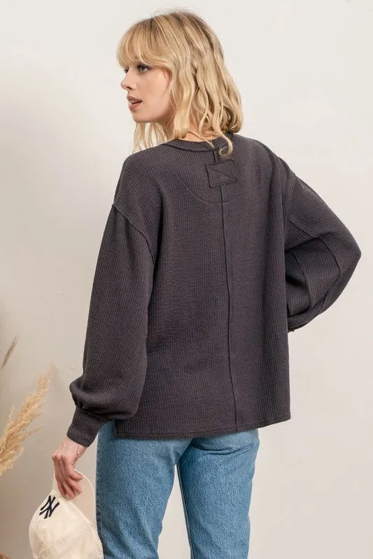 'Cozy Days Ahead' Top - Charcoal