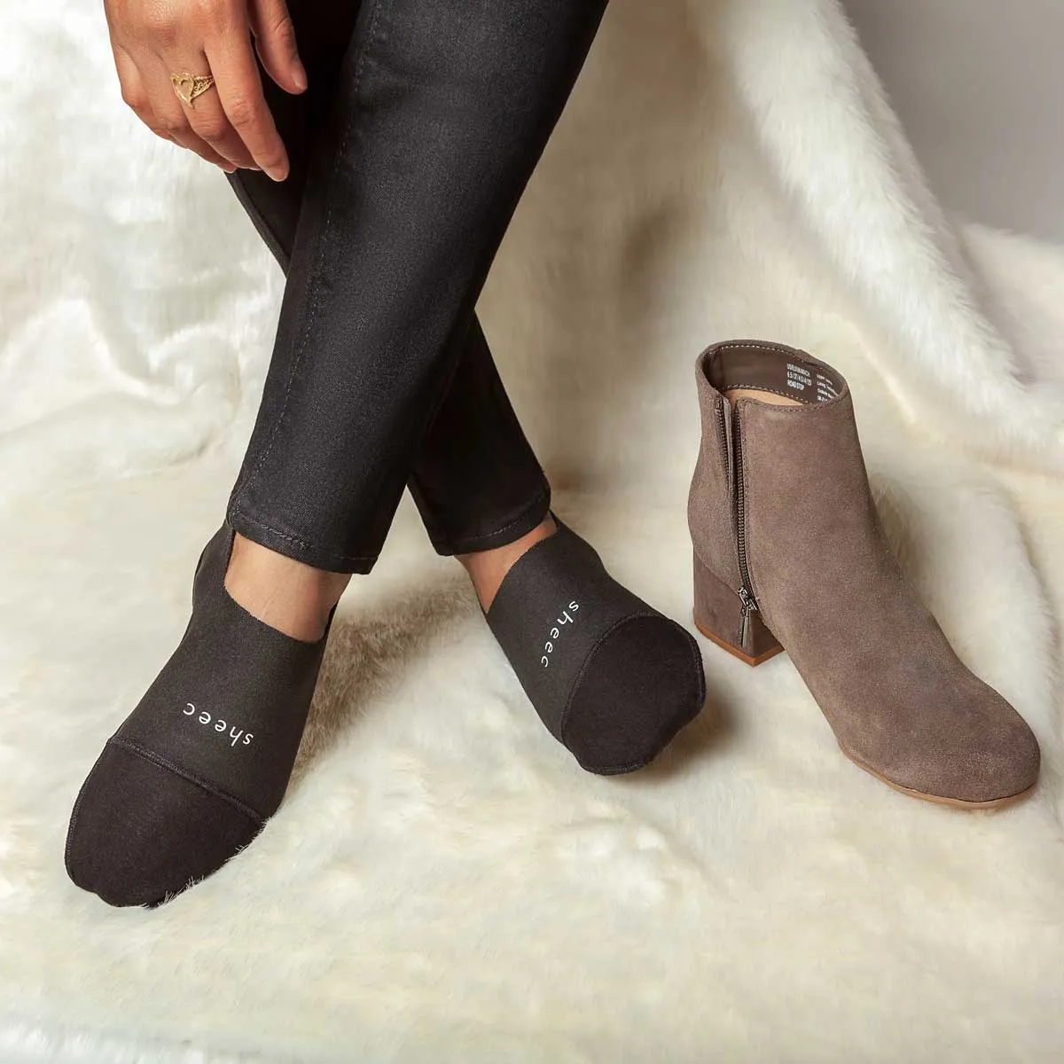 Cozy Fleece No Show Socks | BLACK