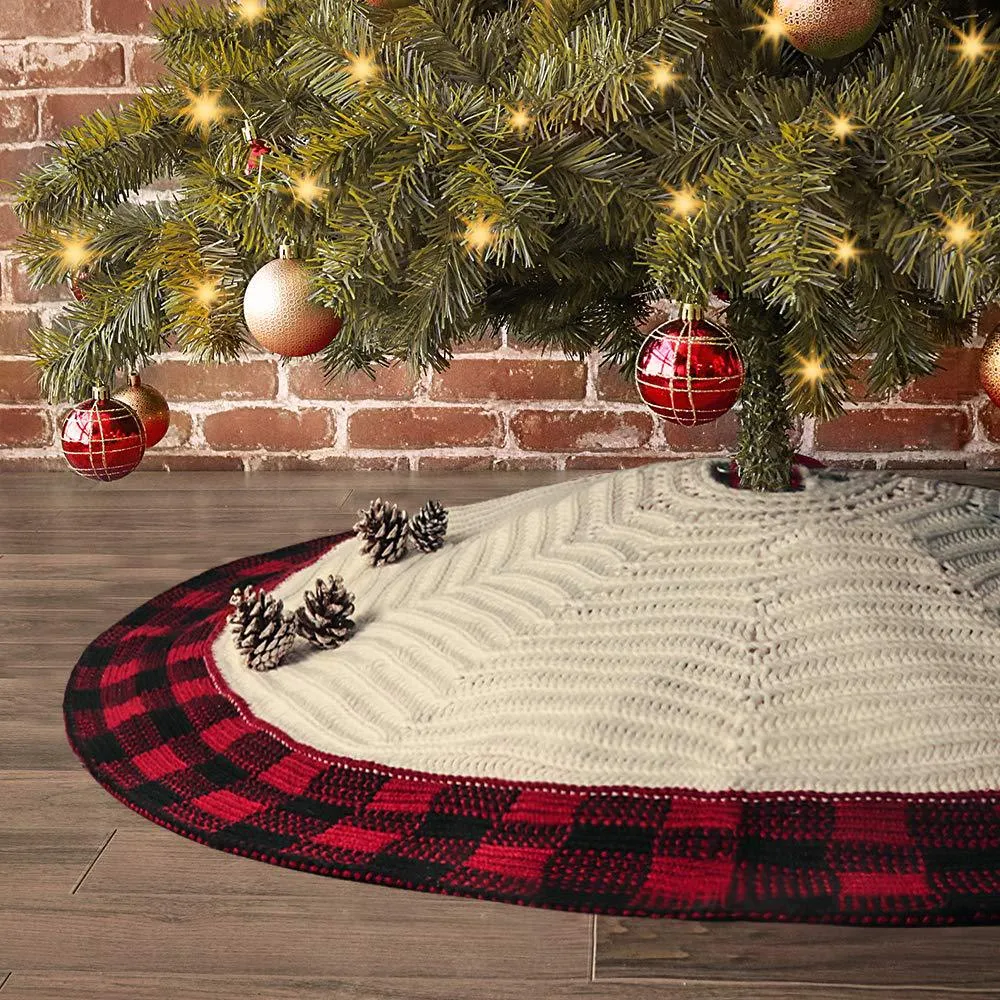 Cozy Knitted Christmas Tree Skirt