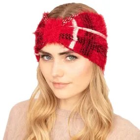 Cozy Plaid Check Patterned Earmuff Headband