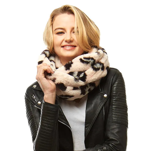 Cozy Plush Leopard Faux Fur Infinity Scarf