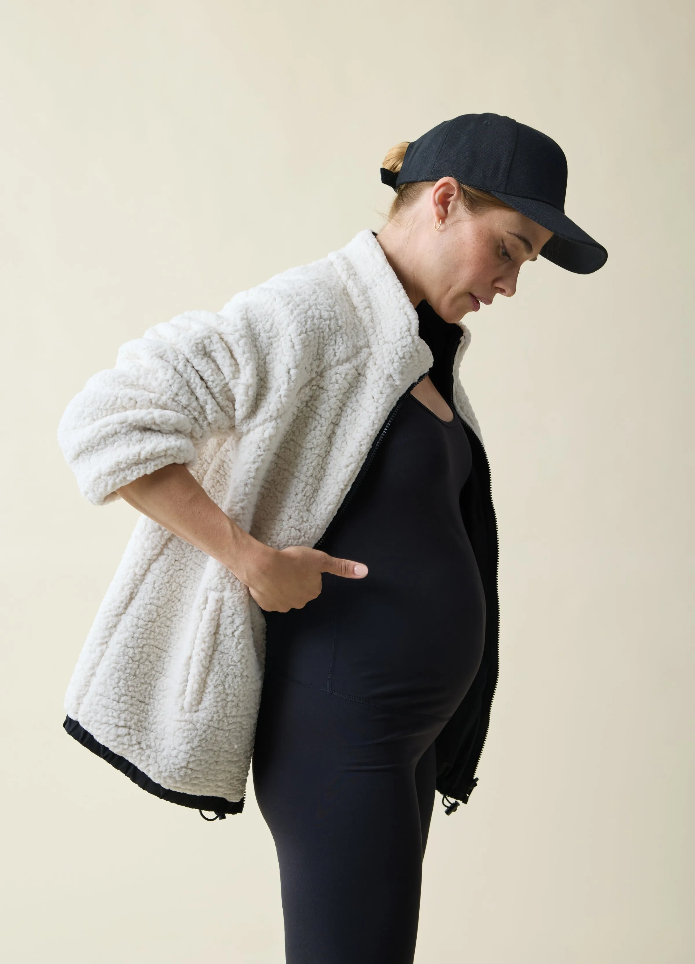 Cozy Reversible Sherpa Maternity Jacket