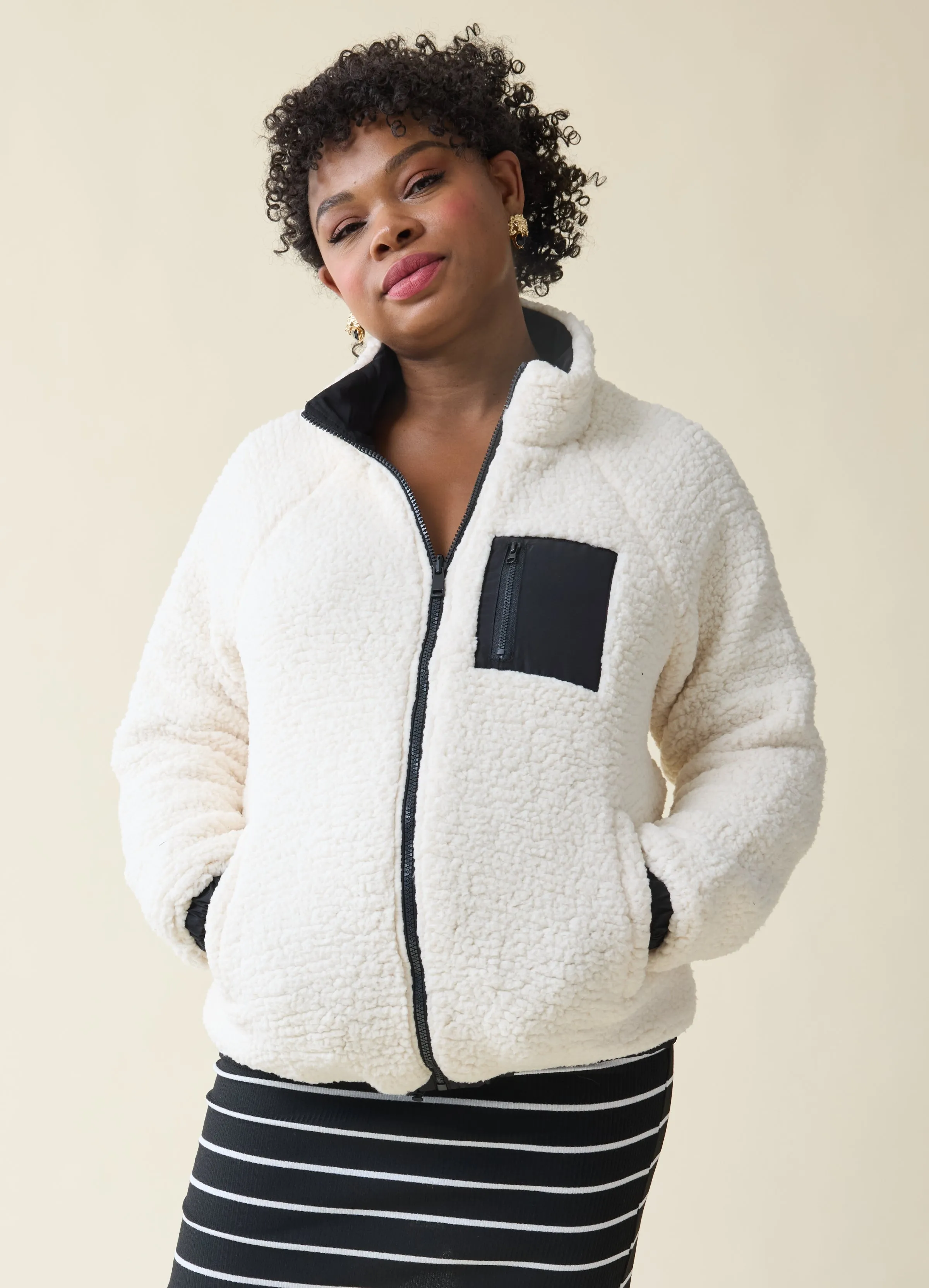 Cozy Reversible Sherpa Maternity Jacket