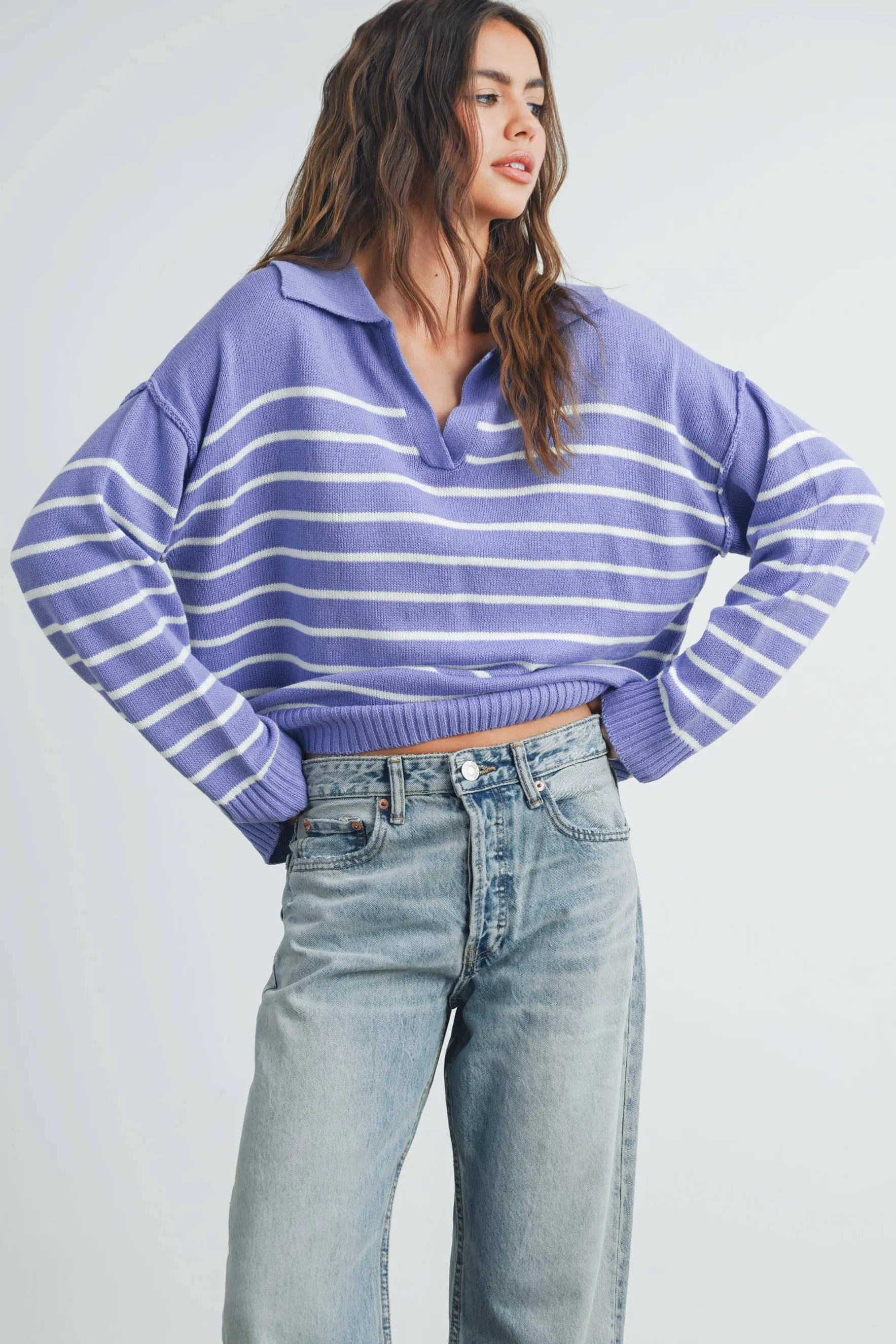 Cozy V-Neck Striped Sweater