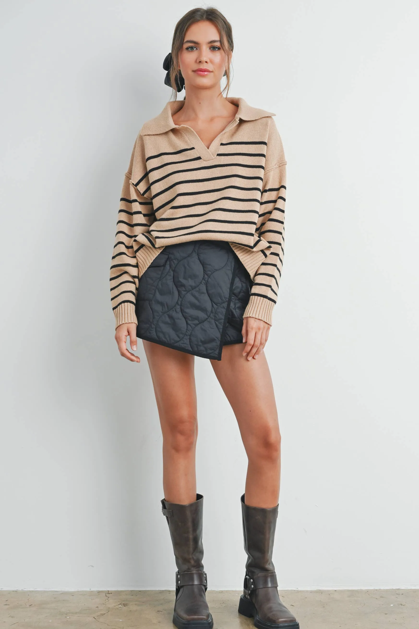 Cozy V-Neck Striped Sweater