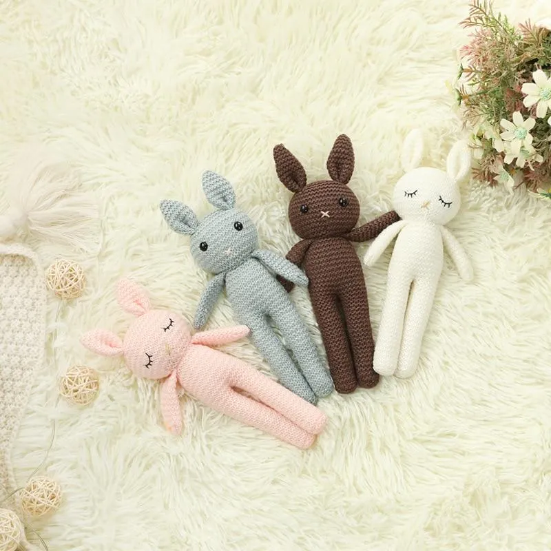 Creative Handmade knitted Rabbit Doll Animal Stuffed Plush Toy Baby Soothing Baby Sleeping Plush Toy Gifts for Kids Birthday