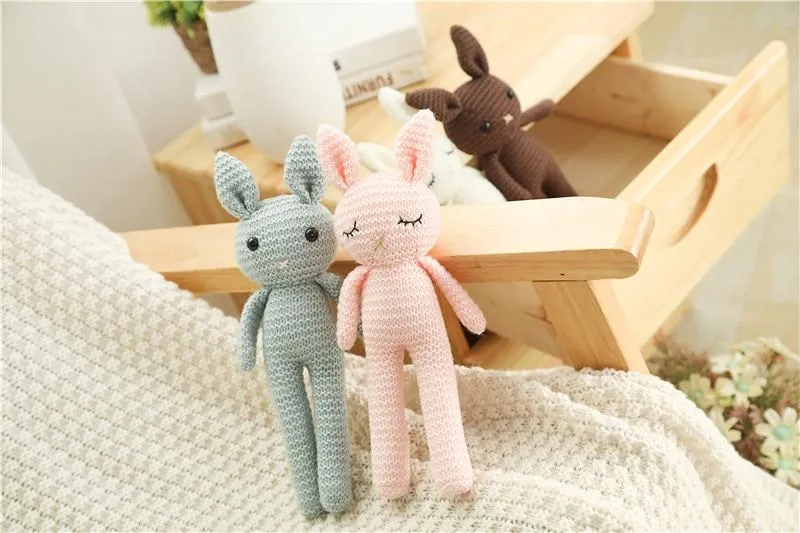 Creative Handmade knitted Rabbit Doll Animal Stuffed Plush Toy Baby Soothing Baby Sleeping Plush Toy Gifts for Kids Birthday