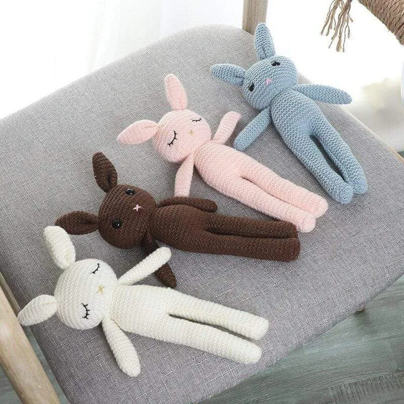 Creative Handmade knitted Rabbit Doll Animal Stuffed Plush Toy Baby Soothing Baby Sleeping Plush Toy Gifts for Kids Birthday