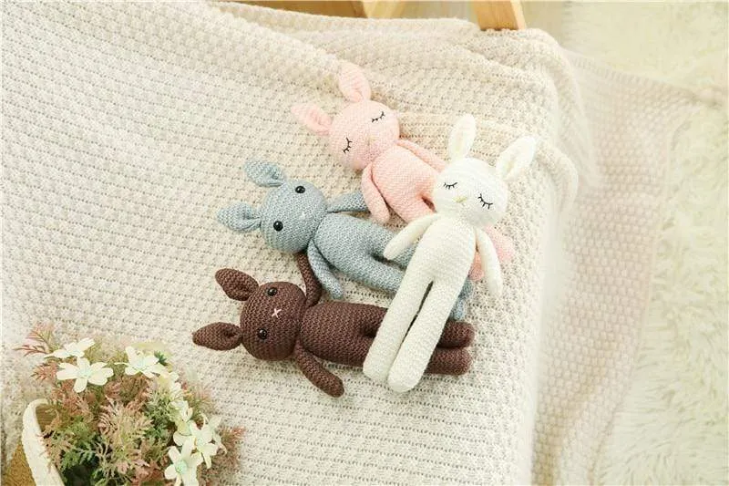 Creative Handmade knitted Rabbit Doll Animal Stuffed Plush Toy Baby Soothing Baby Sleeping Plush Toy Gifts for Kids Birthday