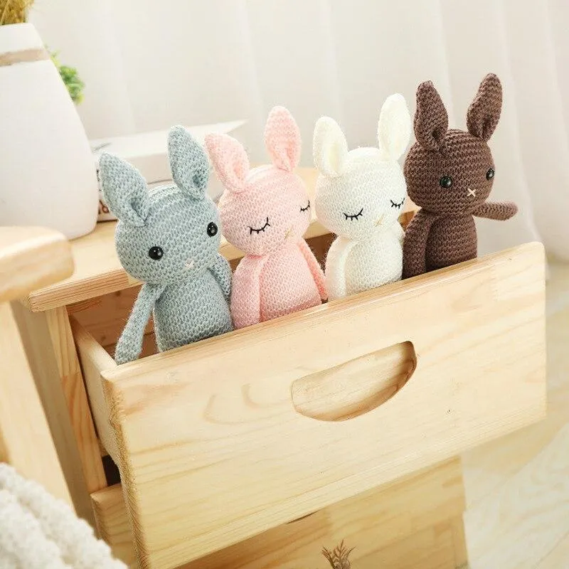 Creative Handmade knitted Rabbit Doll Animal Stuffed Plush Toy Baby Soothing Baby Sleeping Plush Toy Gifts for Kids Birthday