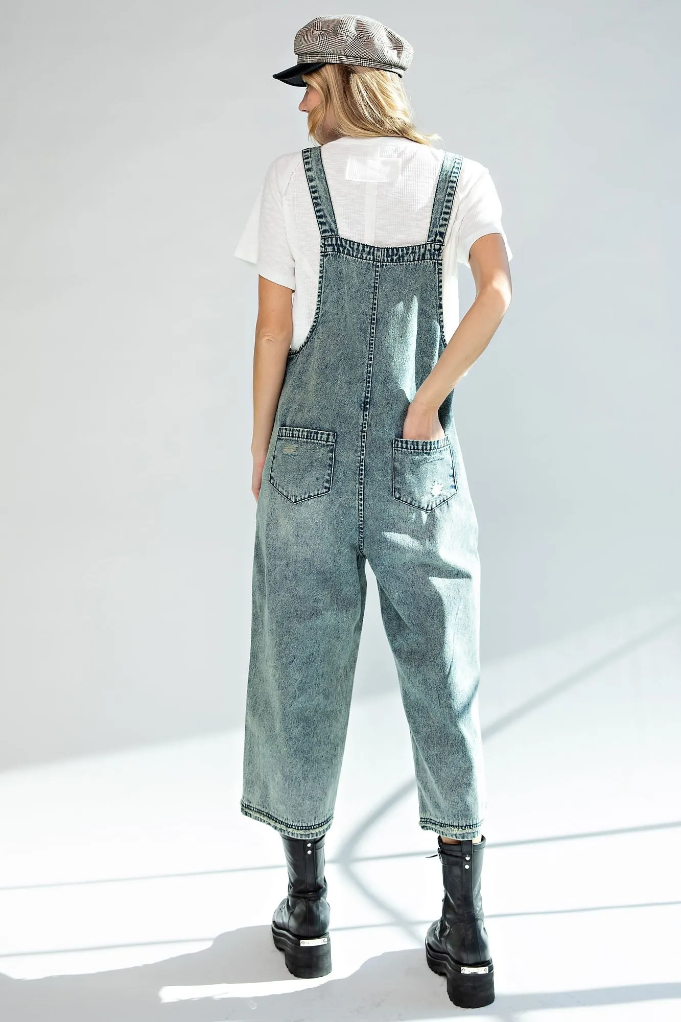 Loose-Fit Washed Denim Overalls with Comfortable Easel Design