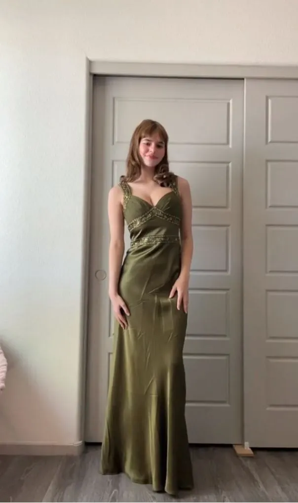 Elegant Sheath Olive Green Prom Dress Long Formal Dress SH1223