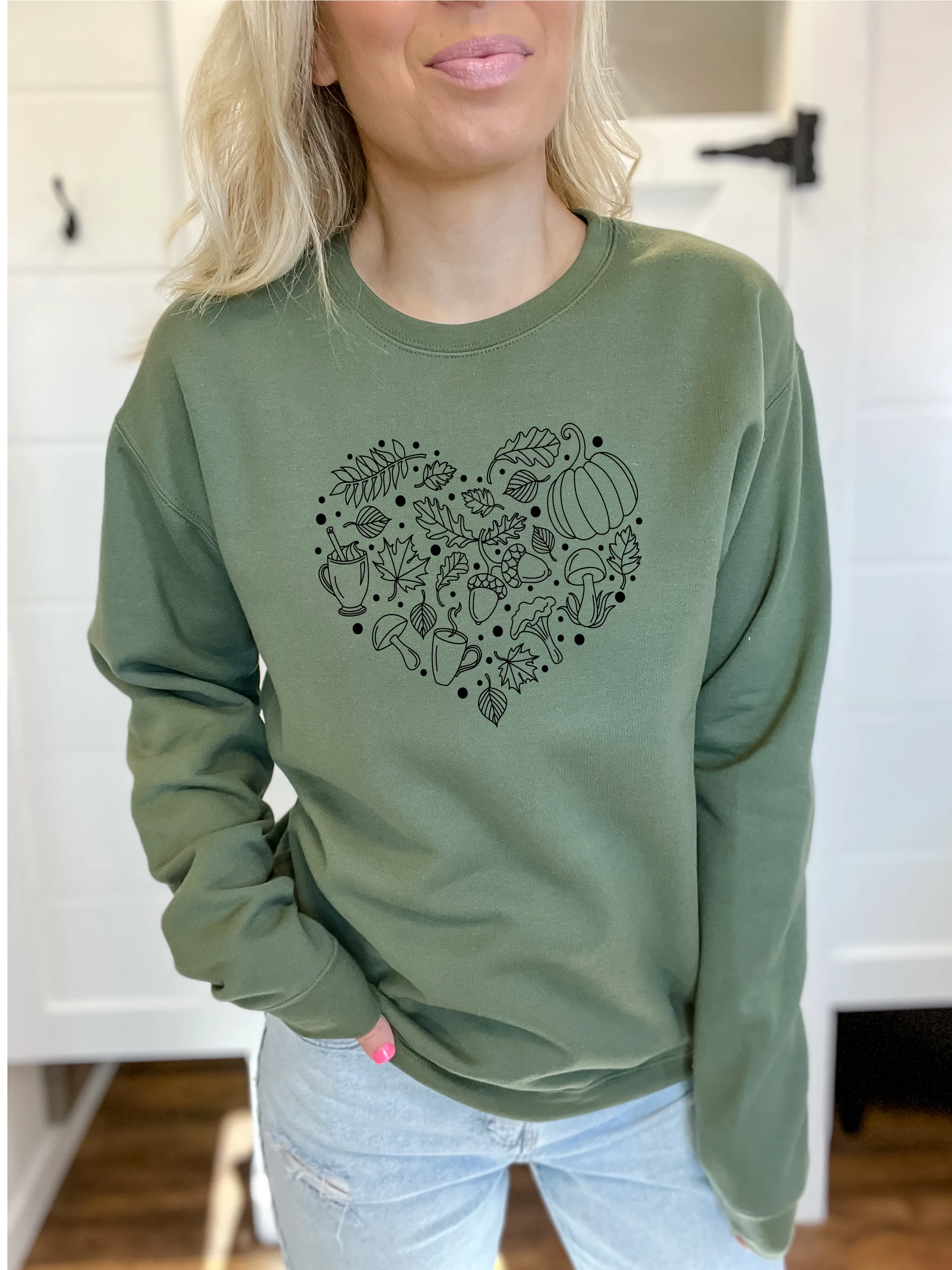 Fall Heart Cozy Crew Neck Sweater