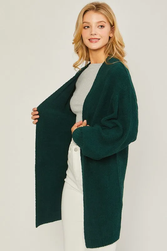 'Getting Cozy' Cardigan - Green