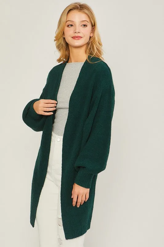 'Getting Cozy' Cardigan - Green