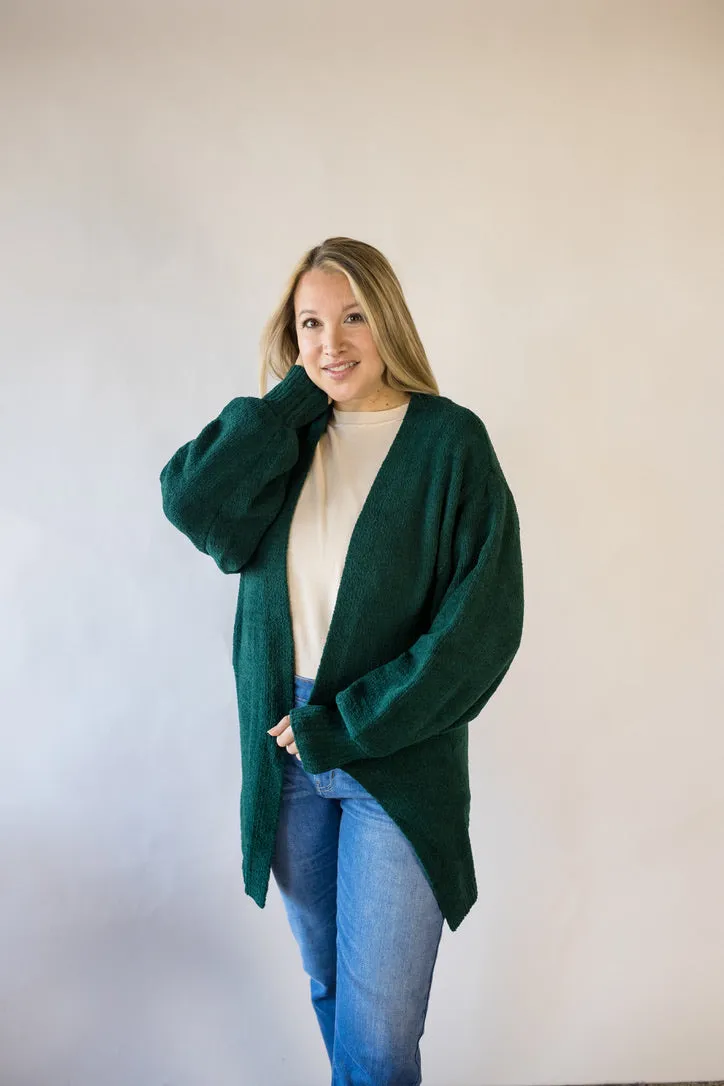 'Getting Cozy' Cardigan - Green